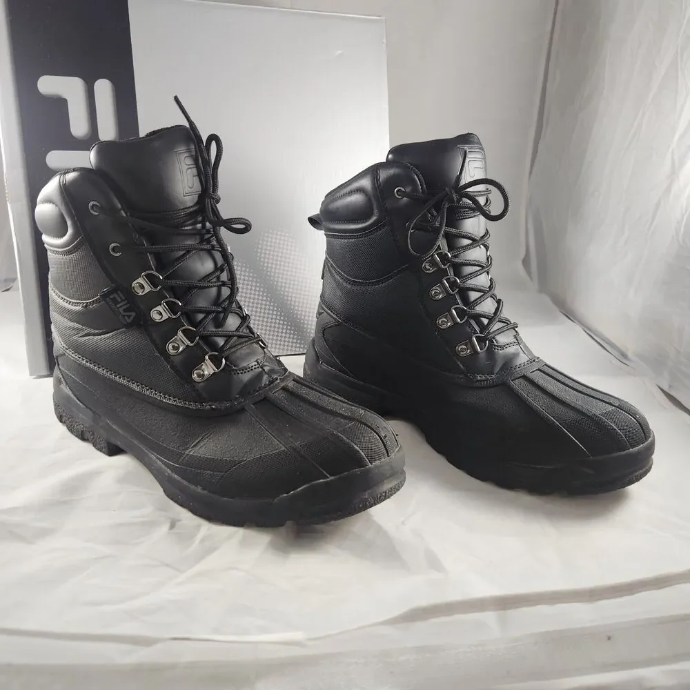 Fila Men's Sz 12 Weathertech Extreme Waterproof Duck Boots Black - Used w/ Box
